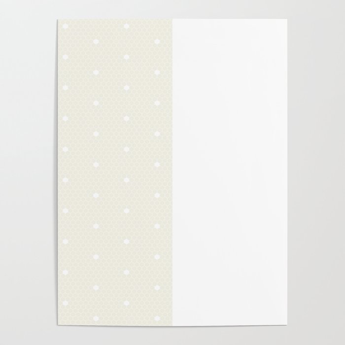 White Polka Dots Lace Vertical Split on Cream Off-White Poster