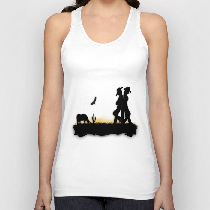 Western Cowboy and Cowgirl on the Range Tank Top