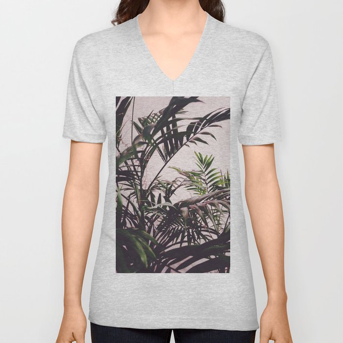 Green palm trees leaves V Neck T Shirt