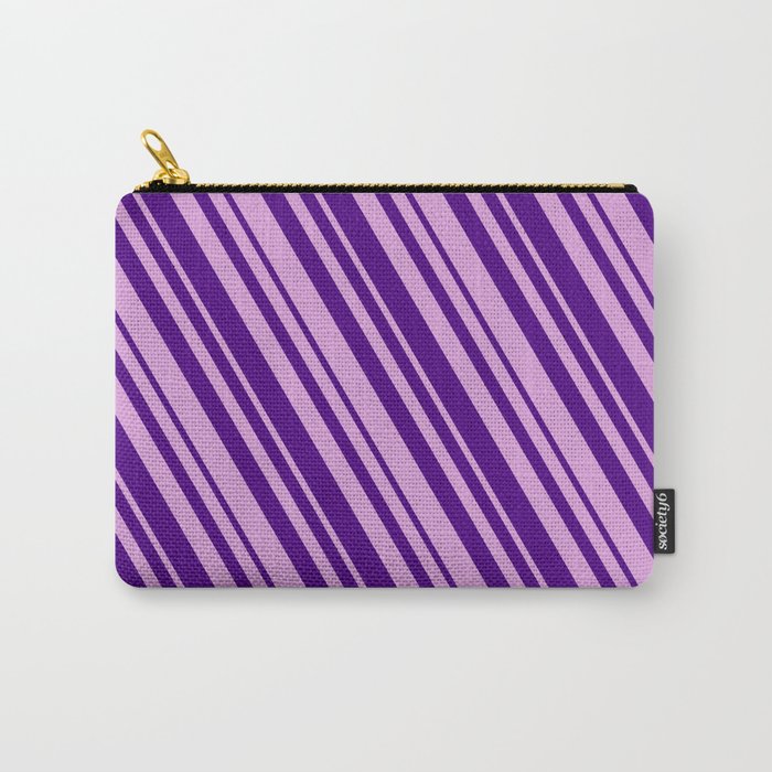 Plum and Indigo Colored Lines/Stripes Pattern Carry-All Pouch