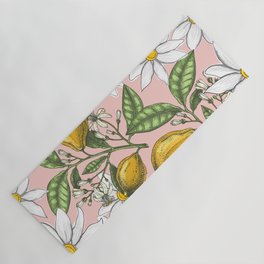 Lemons and Blooms on Pink Background Pattern Design Yoga Mat