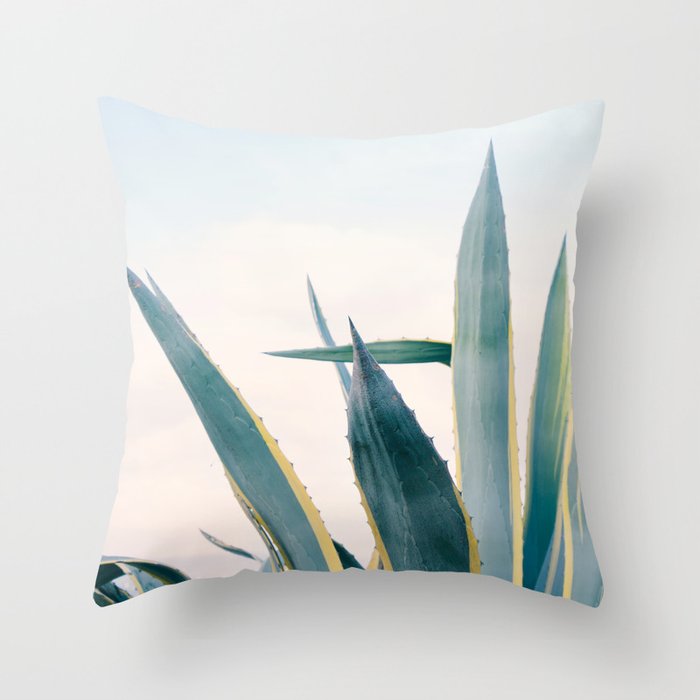 Coastal Agave Cactus Throw Pillow