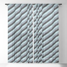 [ Thumbnail: Powder Blue, Light Slate Gray & Black Colored Lines Pattern Sheer Curtain ]