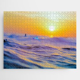Classic, book, old, the old man and the sea, sunset Jigsaw Puzzle