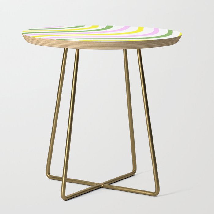Pink Yellow and Green Pastel Stripes Side Table