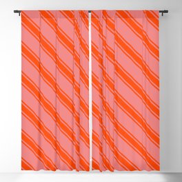 [ Thumbnail: Light Coral and Red Colored Lines/Stripes Pattern Blackout Curtain ]