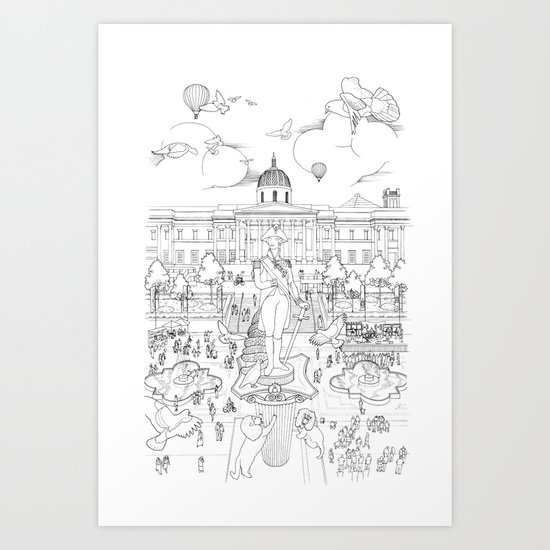 Pigeons Perspective Art Print