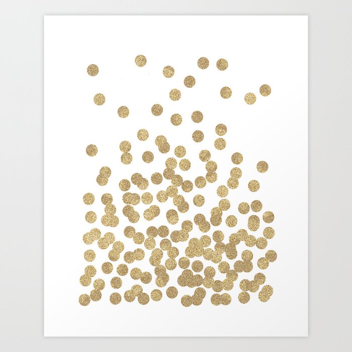 Gold Glitter Dots in scattered pattern Art Print