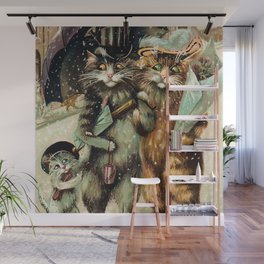 “Cat Family Christmas Shopping” by Maurice Boulanger Wall Mural