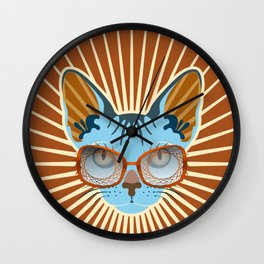 Retro Hipcat & His Sunglasses - Burnt Orange Wall Clock