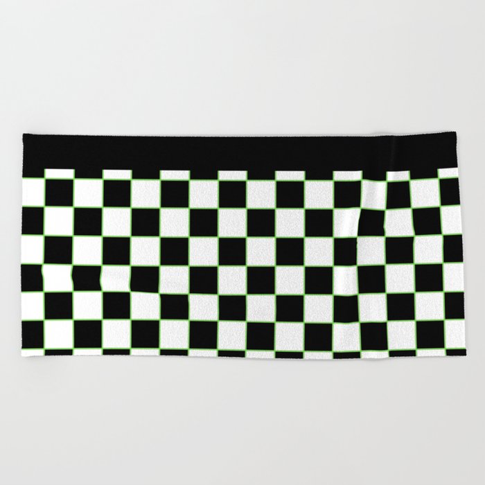 Checkered With Neon Green II Beach Towel