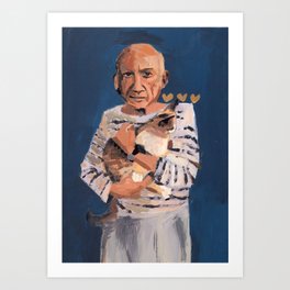 Picasso and cat Art Print