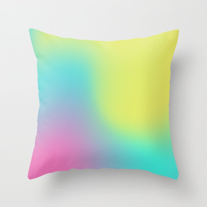 Turquoise, Yellow and Pink Gradient Melt Design  Throw Pillow