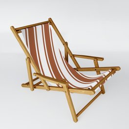 [ Thumbnail: White and Sienna Colored Lined/Striped Pattern Sling Chair ]