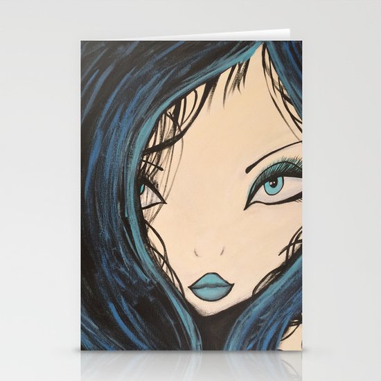 Blue And Black Hair Girl Mermaid Painting By Jodi Tomer