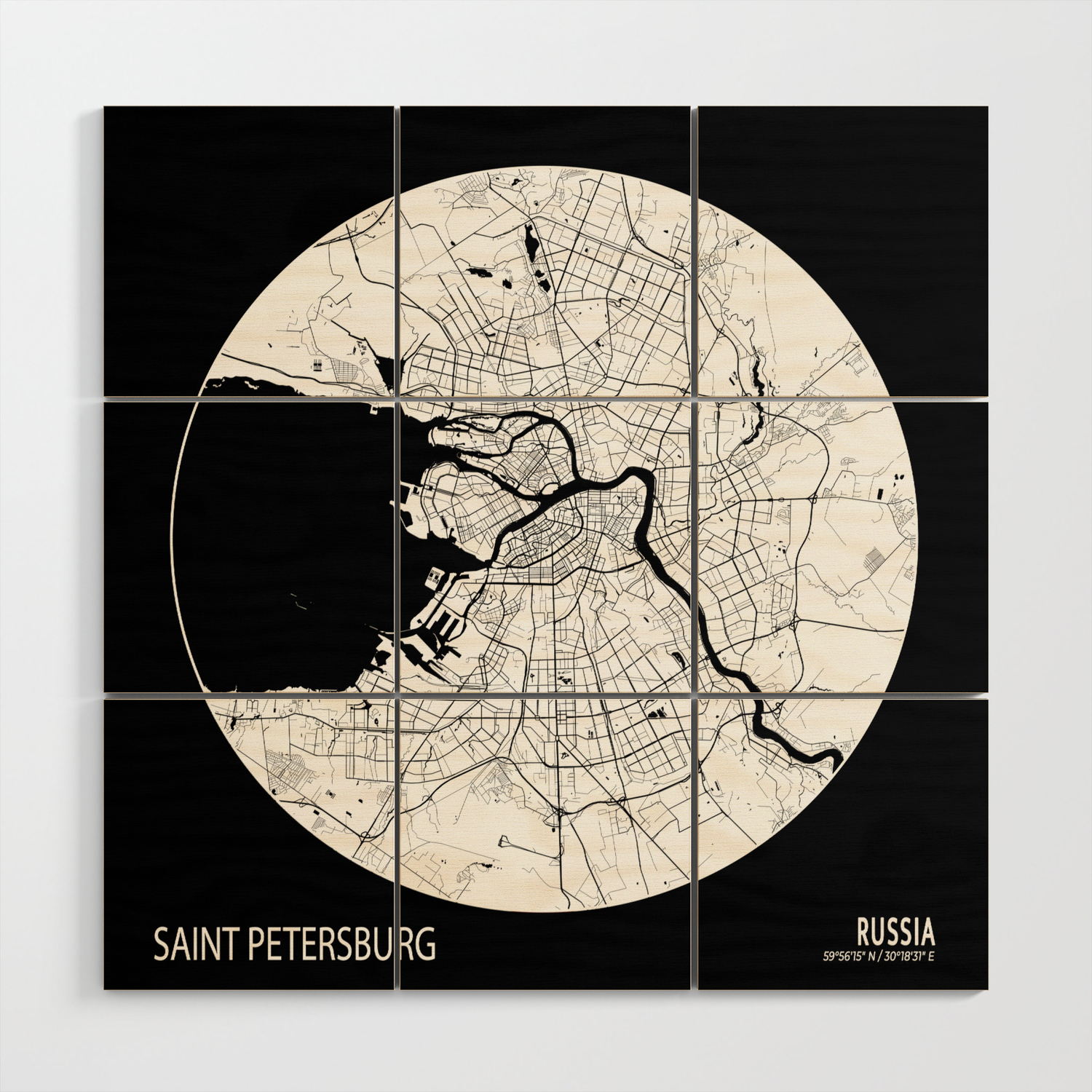 Saint Petersburg City In Russia Full Moon Wood Wall Art By Demap Studio Society6