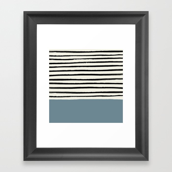 Dusty Blue x Stripes Framed Art Print