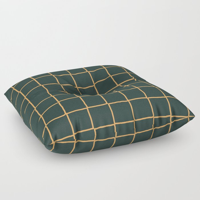 Rustic Green + Yellow Checkered Plaid Floor Pillow