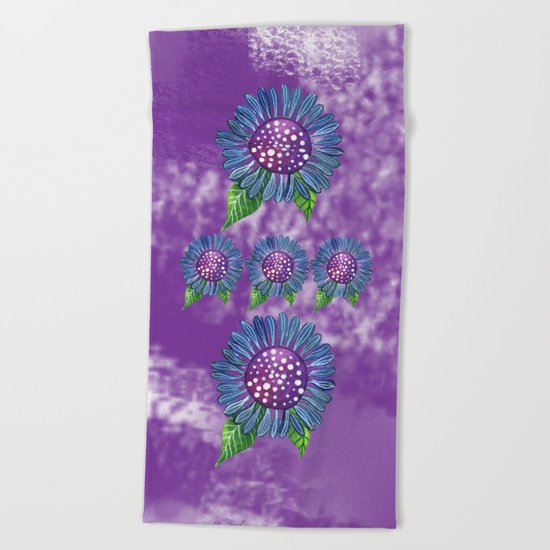 Blue Flower Beach Towel