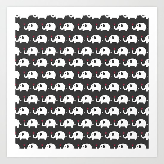 Elephants in love Art Print