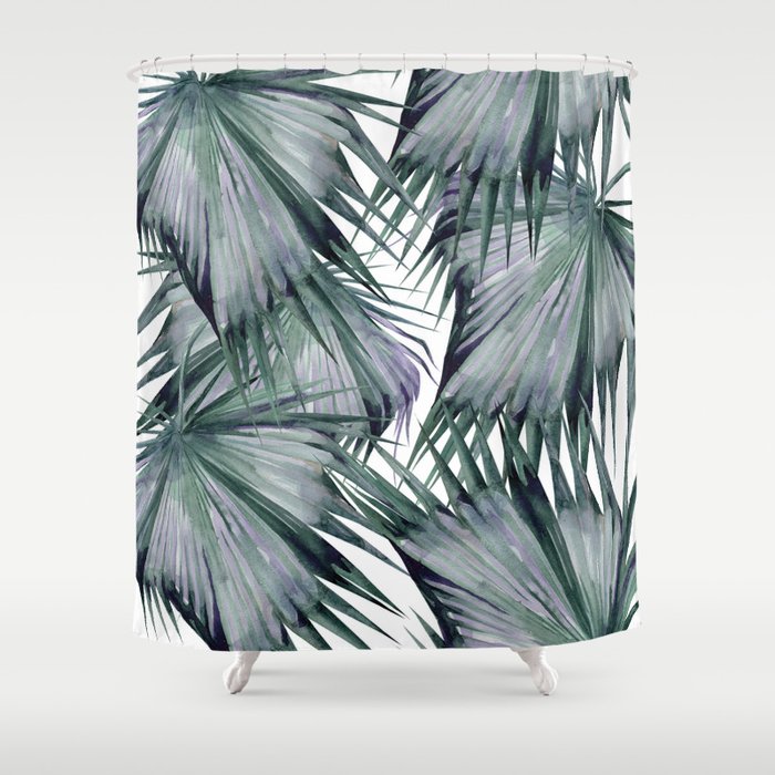 Tropical Leaves Green Shower Curtain