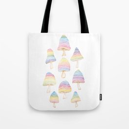 Watercolor Rainbow Mushrooms Mushroomcore Woodland Rainbows Tote Bag