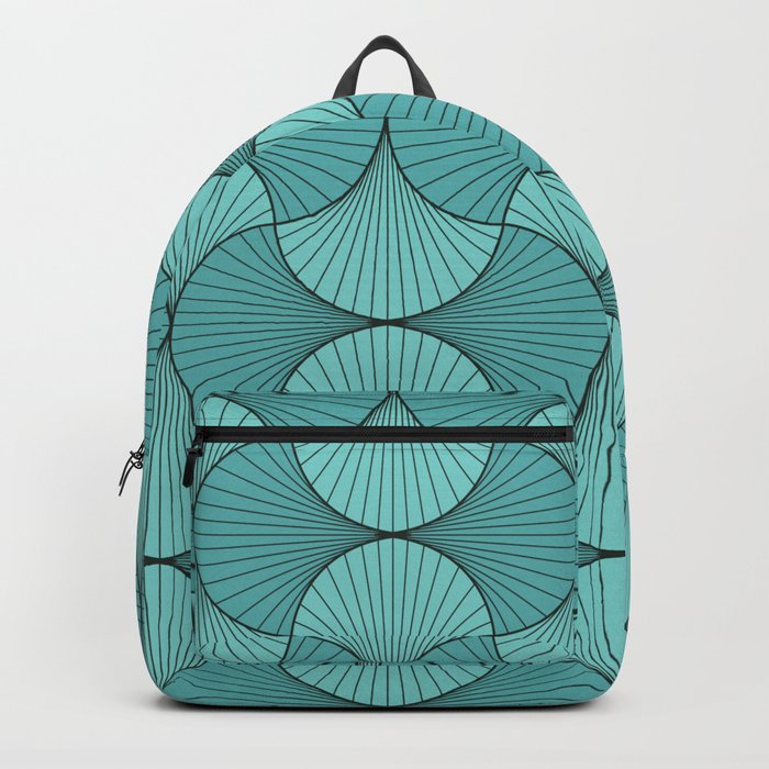 Aqua Art Deco Leaf Minimalism Geometry Painting Backpack