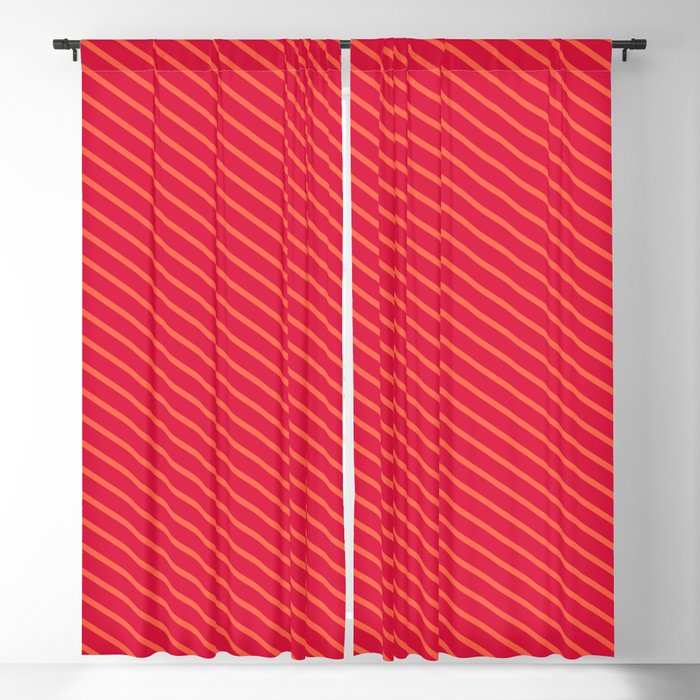 Red & Crimson Colored Stripes Pattern Blackout Curtain