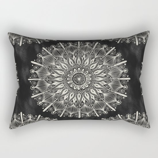 Vintage Mandala on black Rectangular Pillow