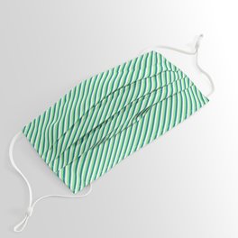 [ Thumbnail: Light Green, Teal, and White Colored Lines Pattern Face Mask ]