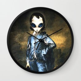 Blue Alien Painting Wall Clock