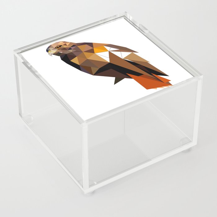 Hawk, Wild and free, Geometric birds Acrylic Box