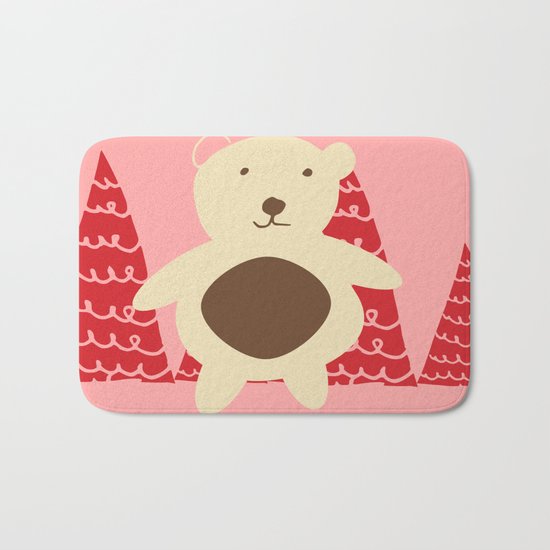 Christmas polar bear pink Bath Mat