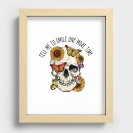 Skull with butterflies and flowers Recessed Framed Print