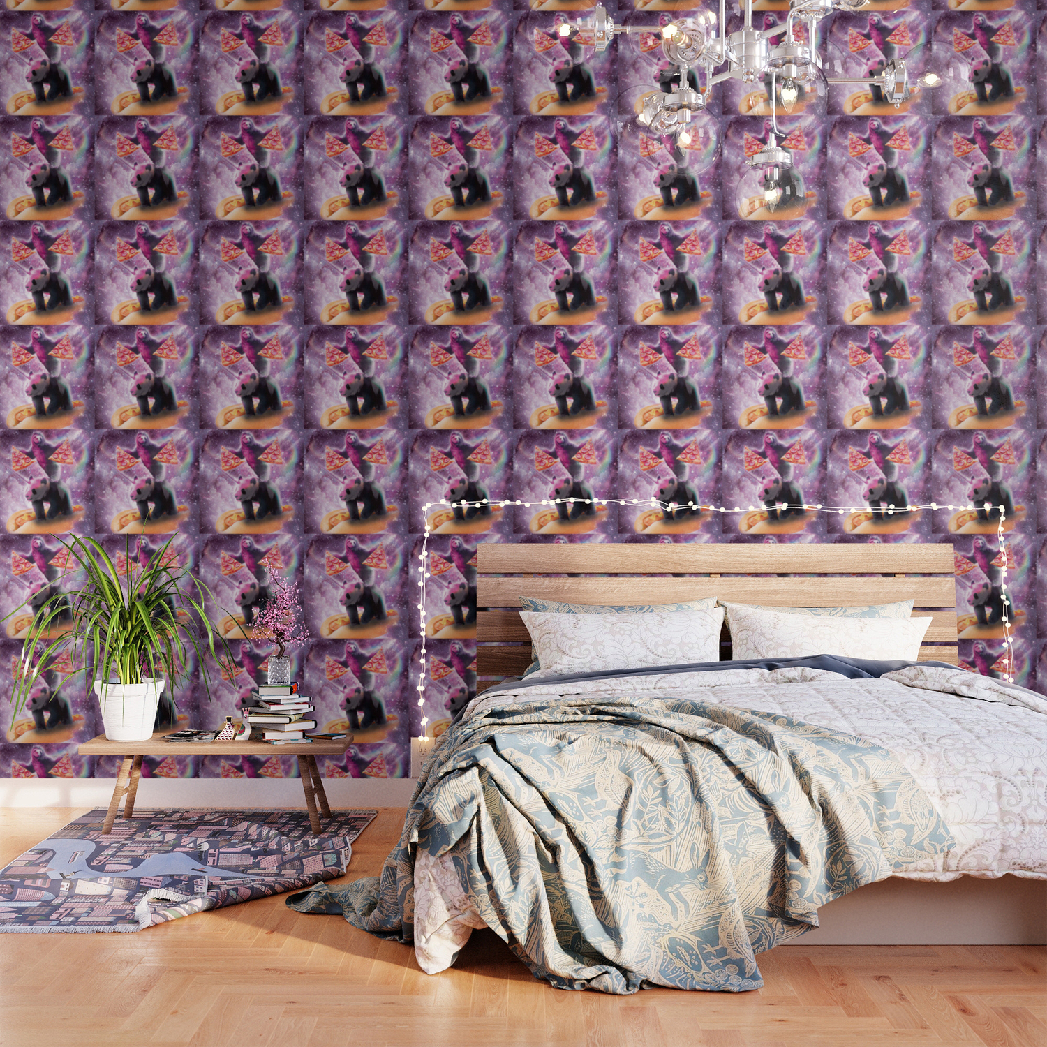 Space Pizza Sloth On Panda Unicorn On Hotdog Wallpaper By