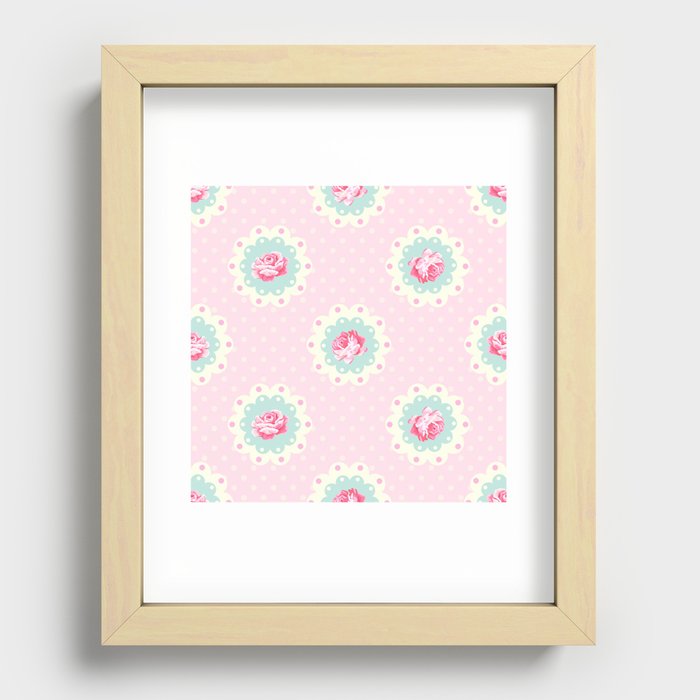 Shabby Chic Rose Pattern Recessed Framed Print