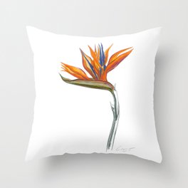 Bird of Paradise 01 Botanical Flower Throw Pillow