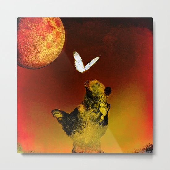 The bear and the butterfly Metal Print