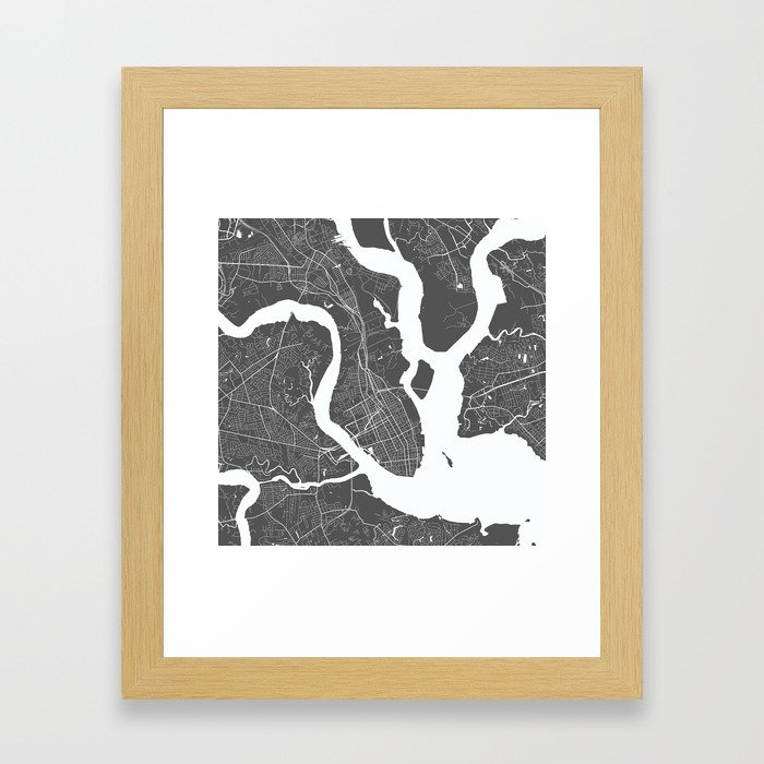 Charleston USA Modern Map Art Print Framed Art Print