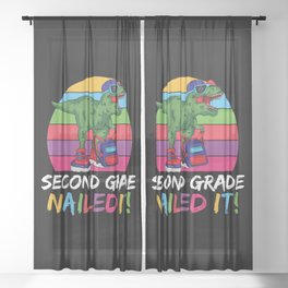 Second Grade Nailed It Dinosaur Sheer Curtain