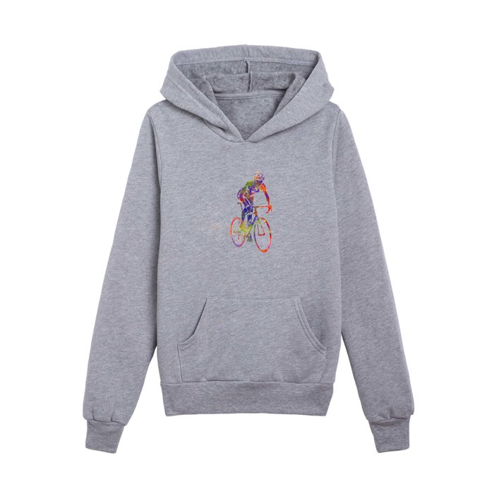 Competition cyclist in watercolor Kids Pullover Hoodie