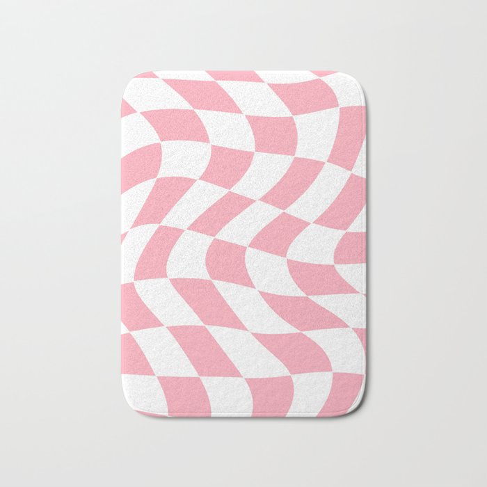 Pink Checkered Pattern Bath Mat
