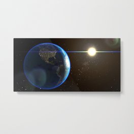 Night Lighted Earth from space Metal Print