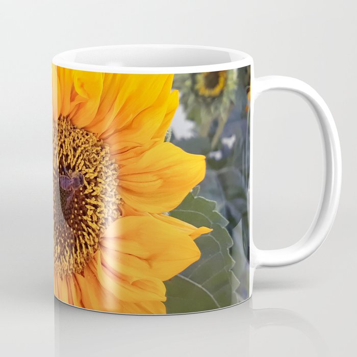 Sunflowers garden with honey bee Coffee Mug