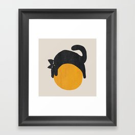 Cat with ball Gerahmter Kunstdruck | Painting, Ball, Cartoon, Pet, Illustration, Sloth, Kitten, Funny, Animal, Simple 