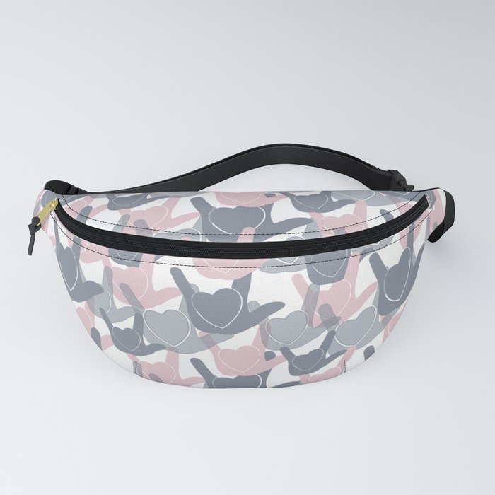 ASL I LOVE YOU HEARTS PINK Fanny Pack