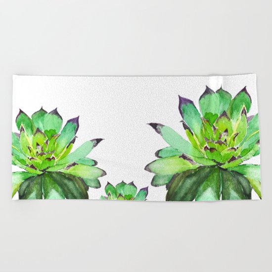 green succulent 2 Beach Towel