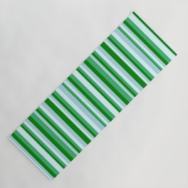 [ Thumbnail: Light Cyan, Light Blue, Green, and Sea Green Colored Pattern of Stripes Yoga Mat ]