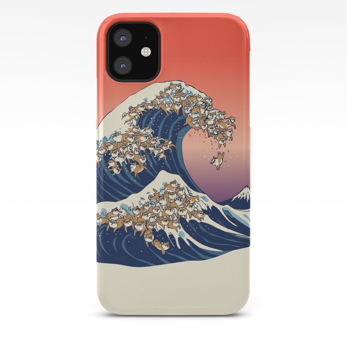 The Great Wave Of Shiba Inu Iphone Case By Huebucket