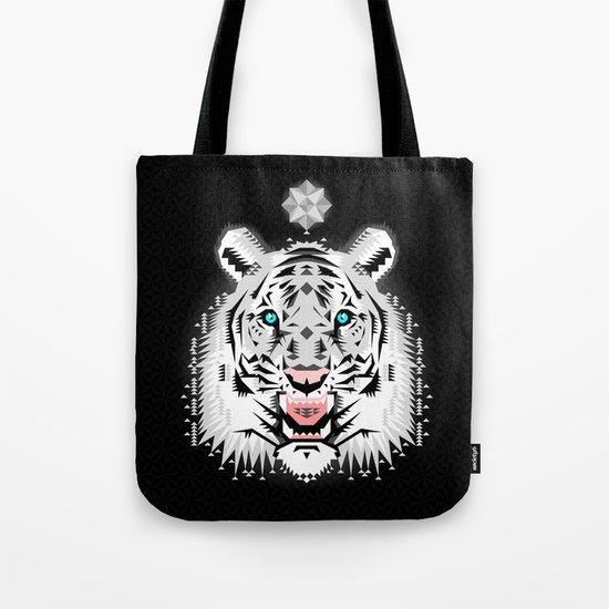 Silver Geometric Tiger Tote Bag
